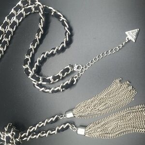Guess Vintage Silver Chain Tassel Necklace